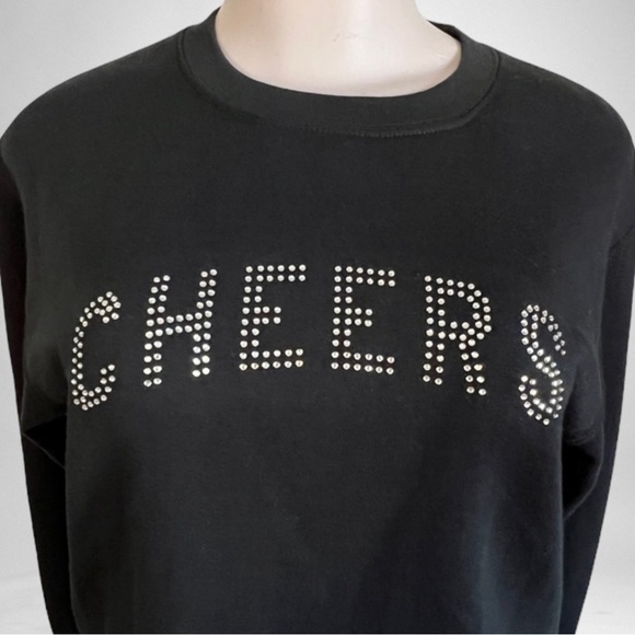 NEW Sub_Urban Riot CHEERS Willow Sweatshirt Black/Rhinestone SZ XS - Picture 3 of 9